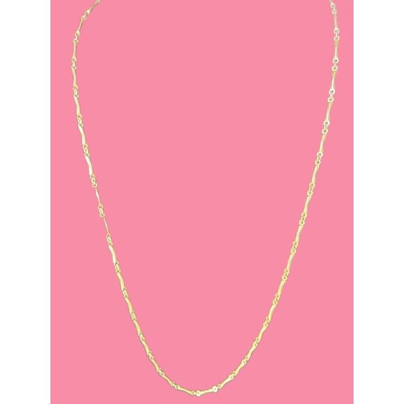 Vintage Monet Yellow Gold Tone Chain Necklace 14” Unique Design Very Pretty - Picture 5 of 9
